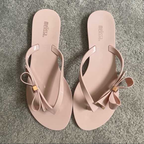 Melissa Pale Pink Rubber Harmonic Sweet Bow Sandal Flip Flops EUC Size 5 - Picture 5 of 9
